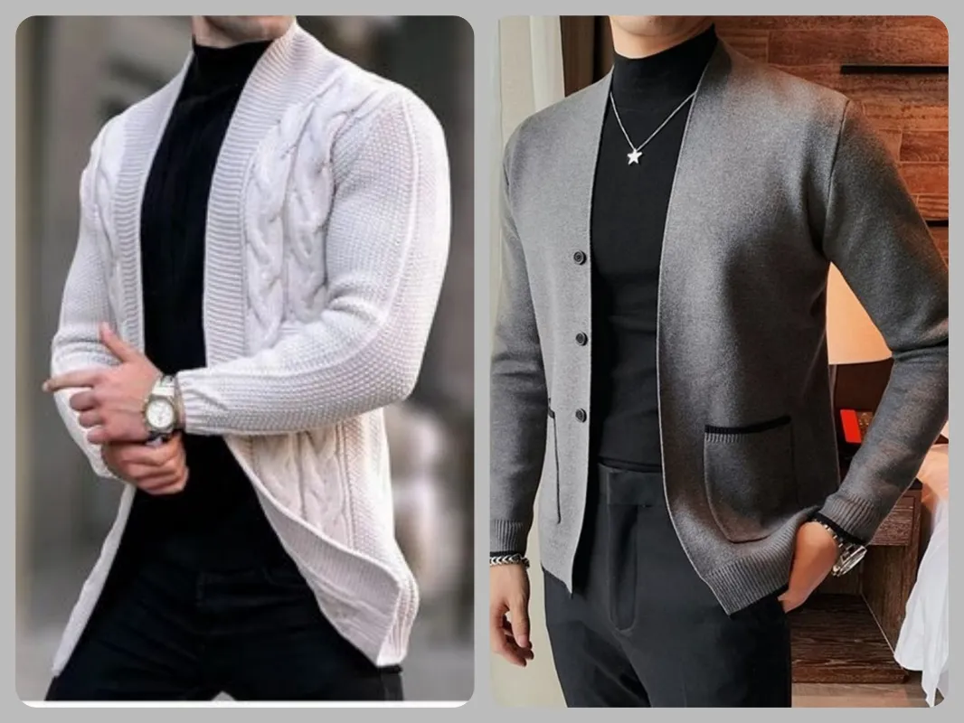 Cardigan with highneck outfit men