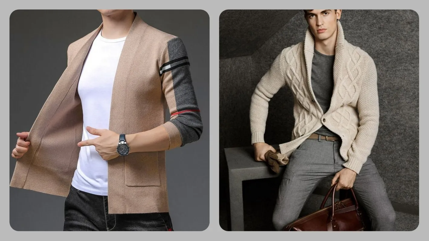 Cardigan with roundneck tshirt outfit men