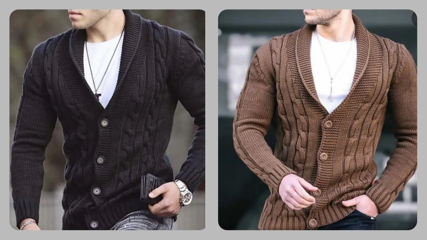 Cardigan with roundneck tshirt outfit men