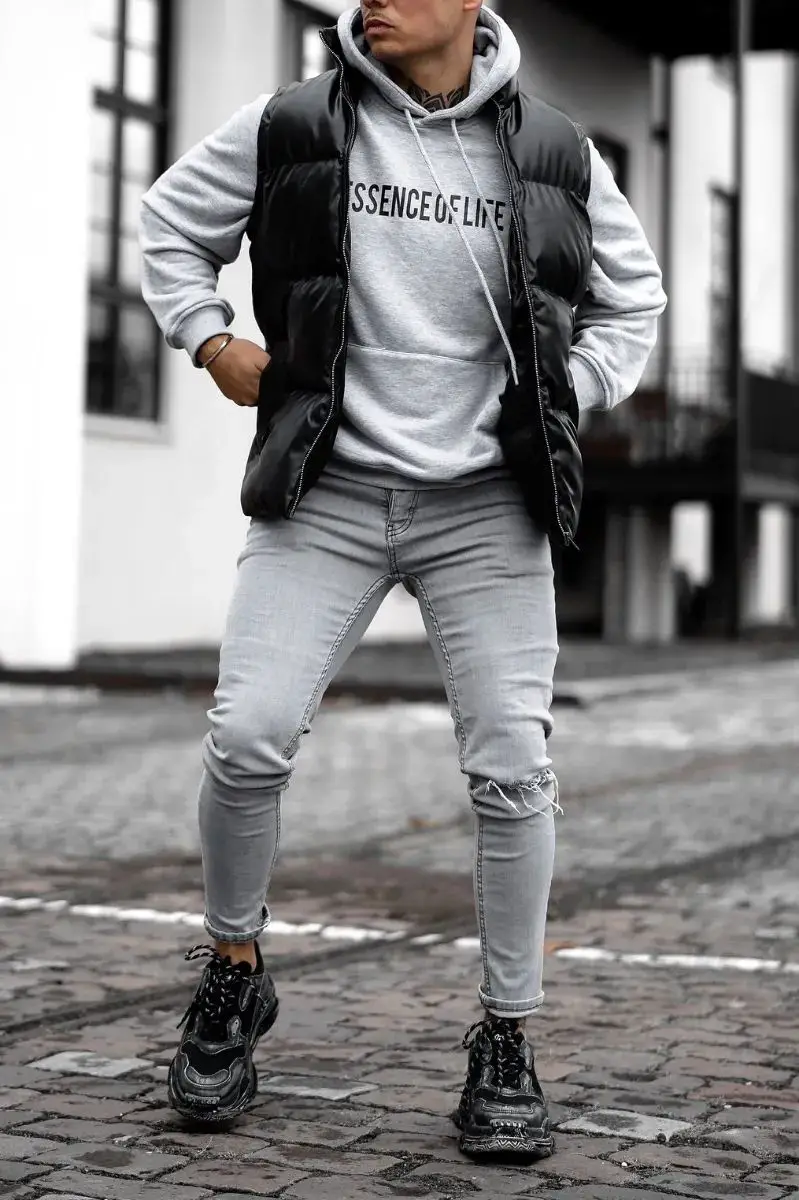 Hoodies with puffer Jacket outfit Men