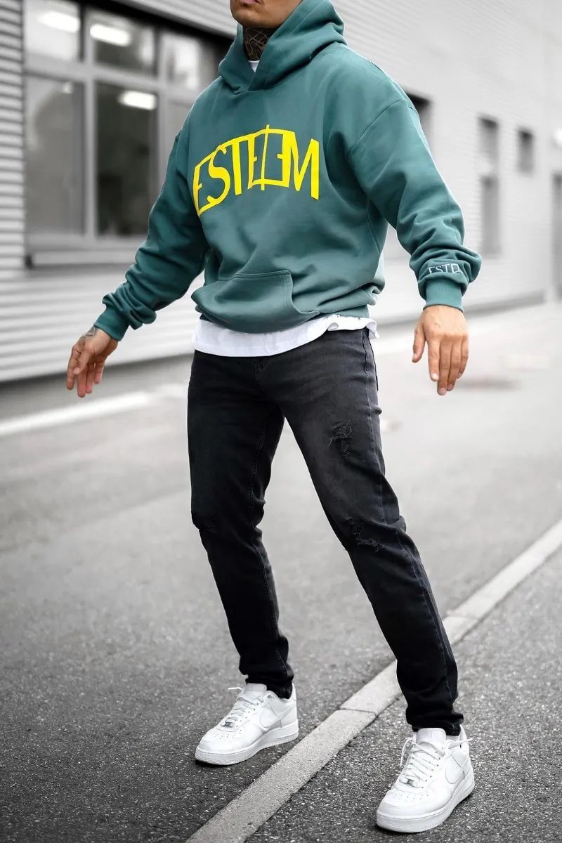 Hoodie over long tshirt outfit men