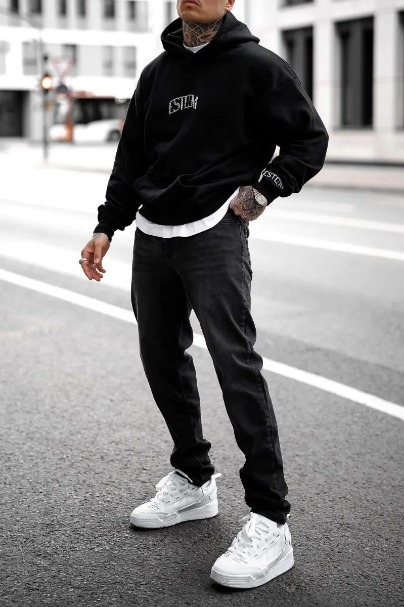Hoodie over long tshirt outfit men