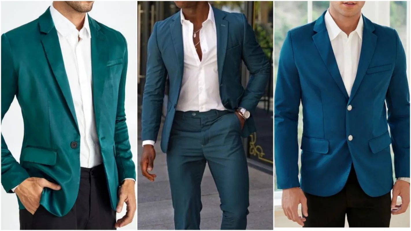 Teal green or teal blue blazers men 