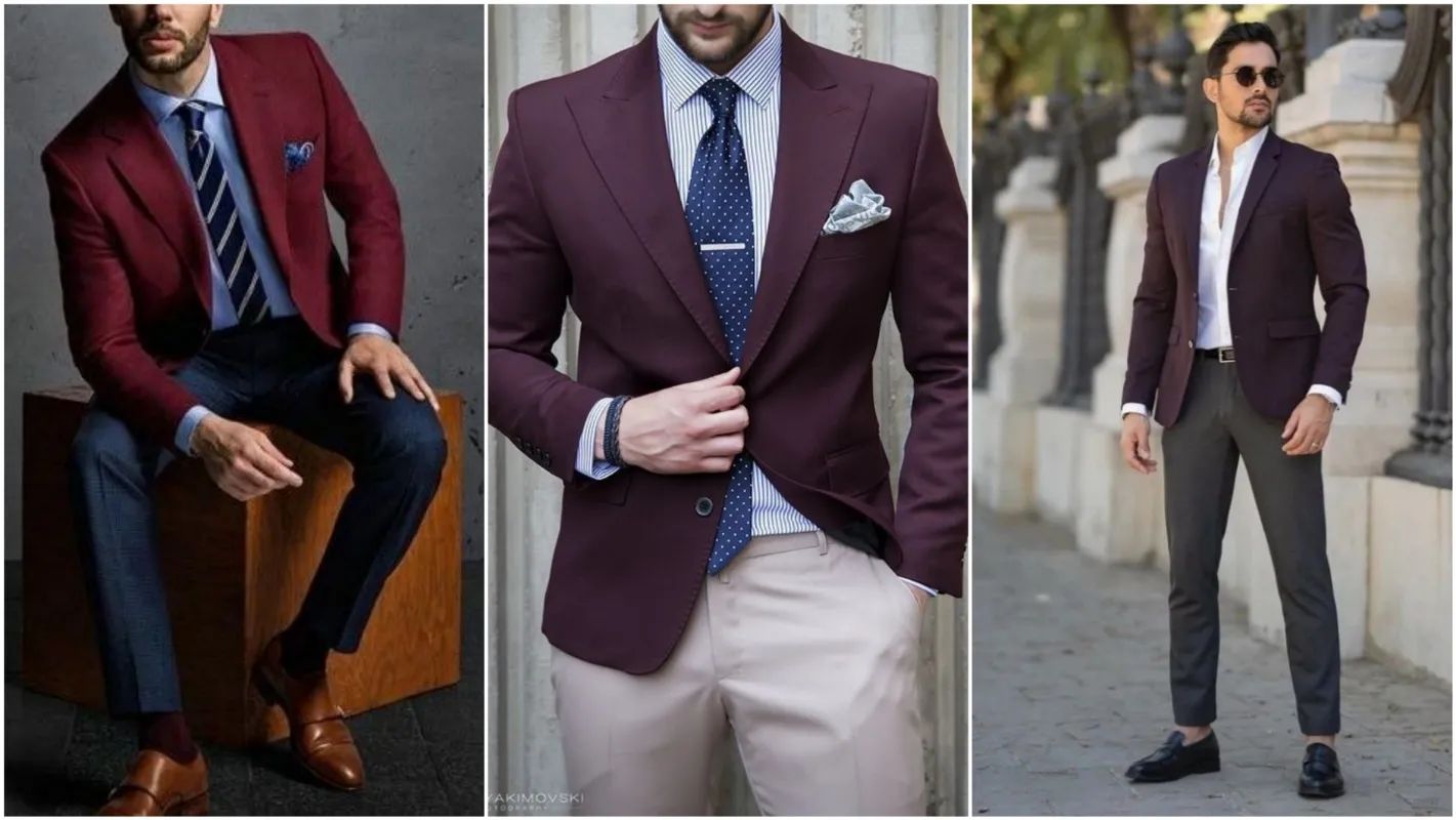 Maroon colour blazers men