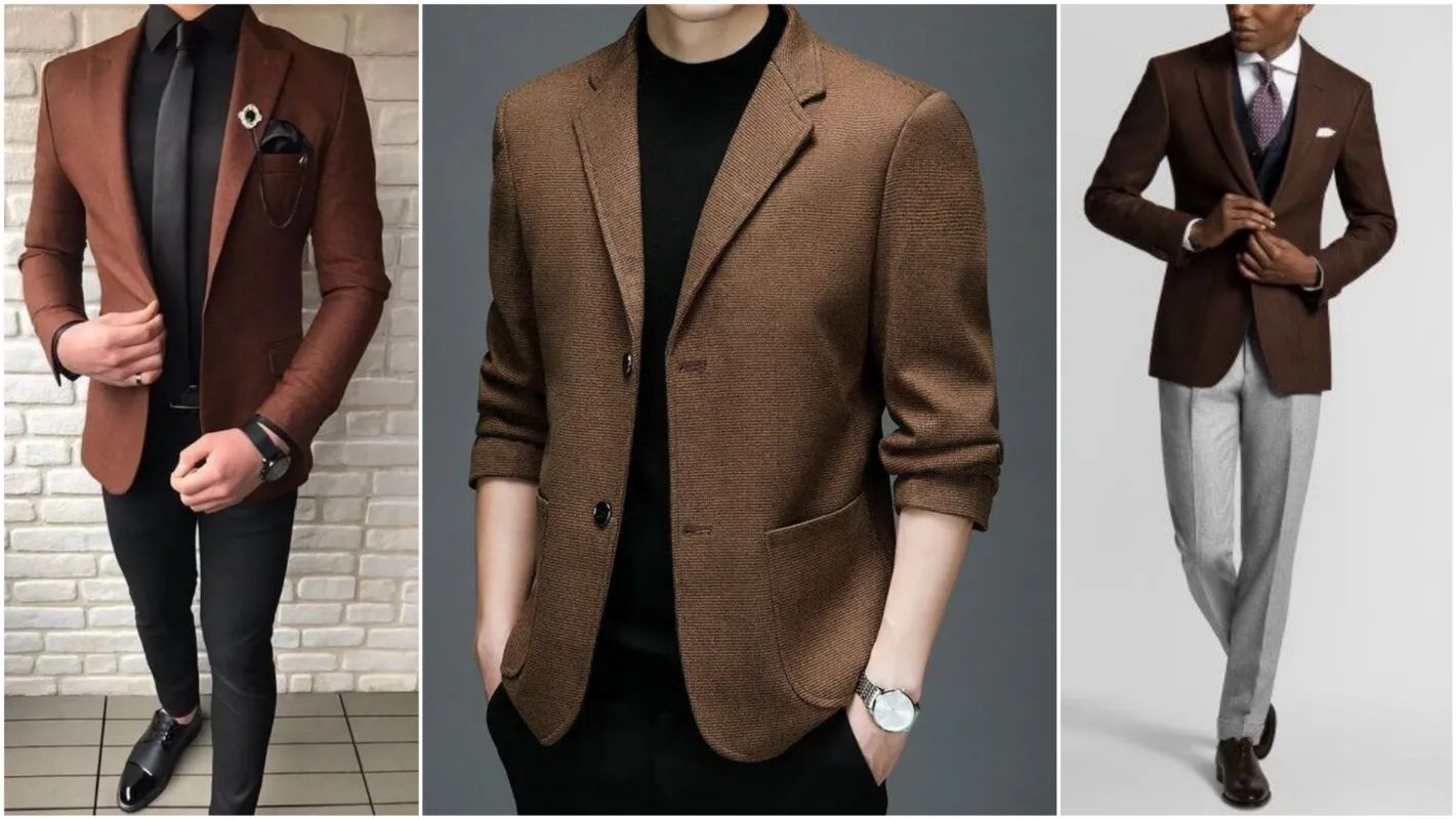 Brown colour blazers for men
