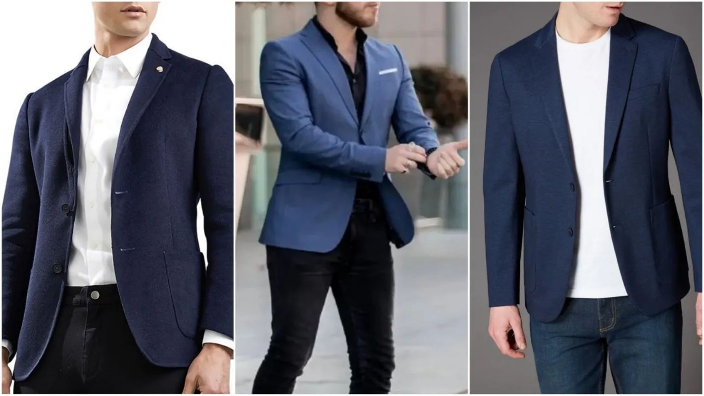 Navy blue color blazer for men